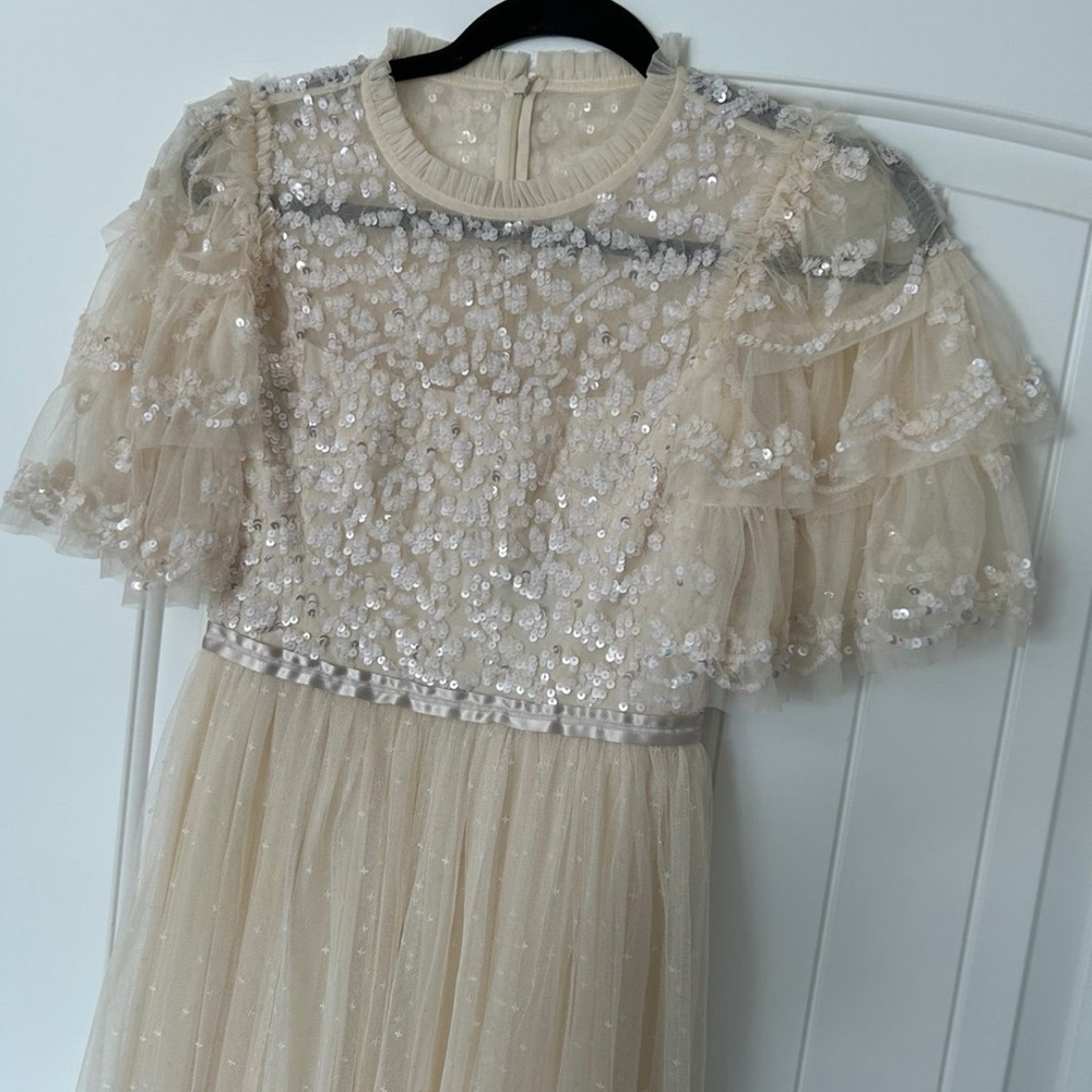 Needle & Thread Cream Sequin Maxi Dress